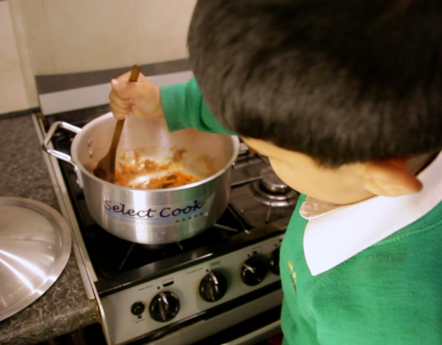 Boy cooking