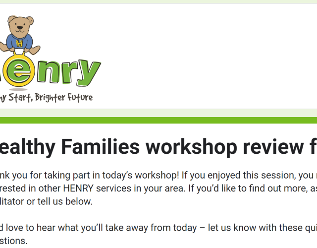 Healthy Families workshop review form